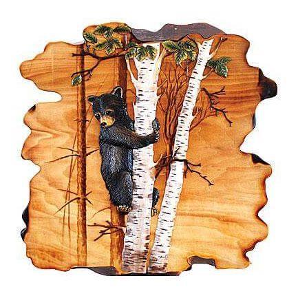 Bear Cub In Birch Wood Wall Art - Gifts for You 'n Me