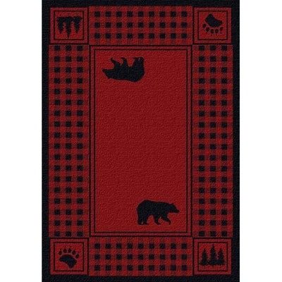 Bear Plaid Red Area Rug