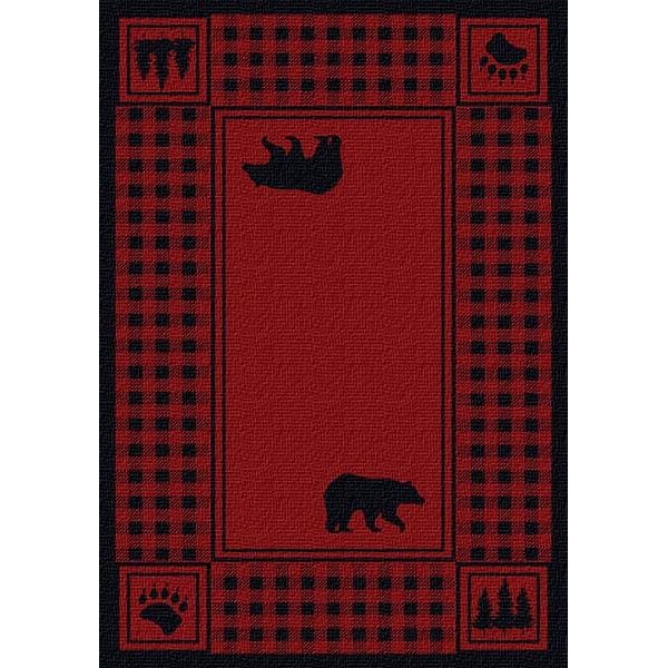 Bear Plaid Red Area Rug