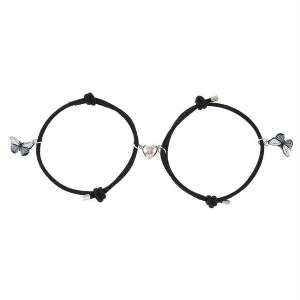 Beautiful Bracelets Set For Couple Mutual Attraction Braided Rope Couple Bracelets Blue Butterfly Relationship Matching Bracelet Set Heart Magnet Mutual Attraction Rope Bracelets Lover Gifts For Best Friend Women Men