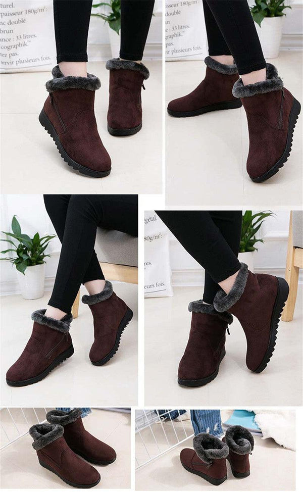 Beautiful Red Womens Ankle Boots New Fashion Waterproof Platform Winter Warm Snow Boots Outdoor Warm Mid-Calf Boot Non-Slip Water Resistant Winter Cold Weather Elegant Shoes