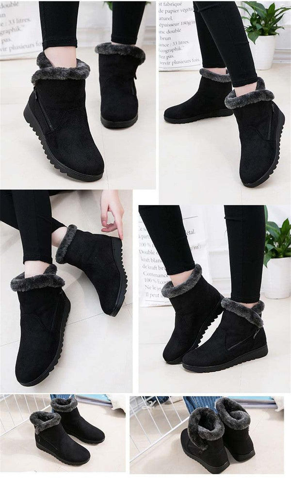 Beautiful Red Womens Ankle Boots New Fashion Waterproof Platform Winter Warm Snow Boots Outdoor Warm Mid-Calf Boot Non-Slip Water Resistant Winter Cold Weather Elegant Shoes