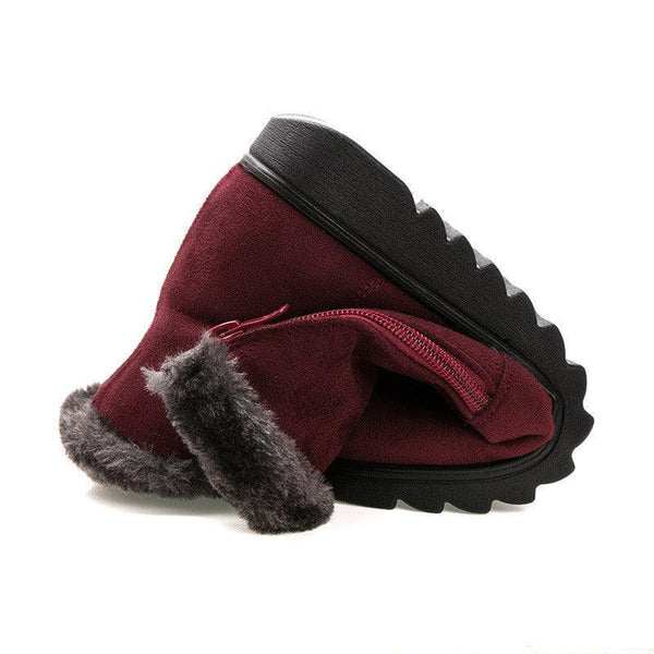 Beautiful Red Womens Ankle Boots New Fashion Waterproof Platform Winter Warm Snow Boots Outdoor Warm Mid-Calf Boot Non-Slip Water Resistant Winter Cold Weather Elegant Shoes