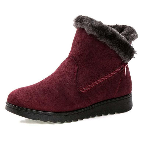 Beautiful Red Womens Ankle Boots New Fashion Waterproof Platform Winter Warm Snow Boots Outdoor Warm Mid-Calf Boot Non-Slip Water Resistant Winter Cold Weather Elegant Shoes