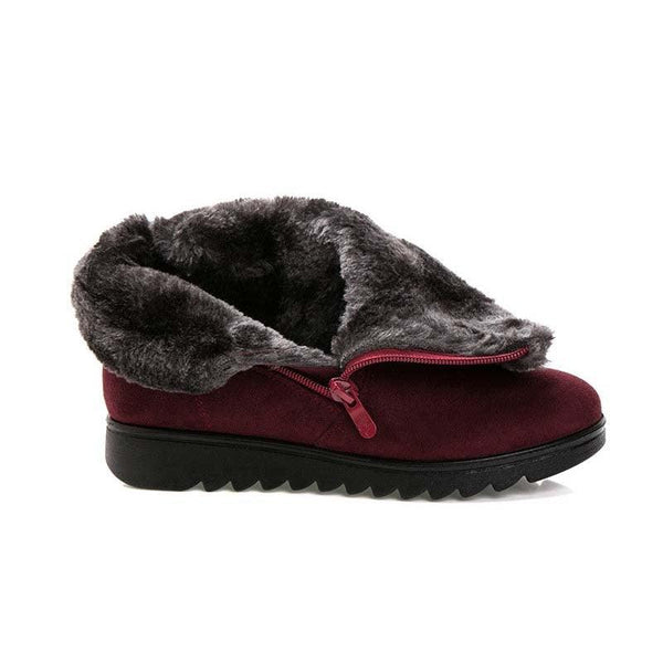 Beautiful Red Womens Ankle Boots New Fashion Waterproof Platform Winter Warm Snow Boots Outdoor Warm Mid-Calf Boot Non-Slip Water Resistant Winter Cold Weather Elegant Shoes