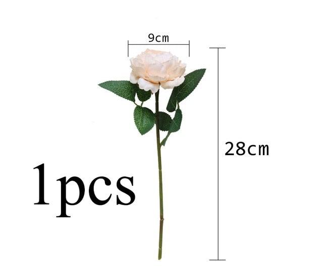 Beautiful Rose Peony Artificial Silk Eucalyptus Fake Flowers Small bouquet Flores Home Party Spring Wedding Decoration Artificial Silk Rose Flower Bouquet Lifelike Fake Rose for Wedding Home Party Decoration Event Gift
