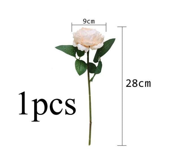 Beautiful Rose Peony Artificial Silk Eucalyptus Fake Flowers Small bouquet Flores Home Party Spring Wedding Decoration Artificial Silk Rose Flower Bouquet Lifelike Fake Rose for Wedding Home Party Decoration Event Gift