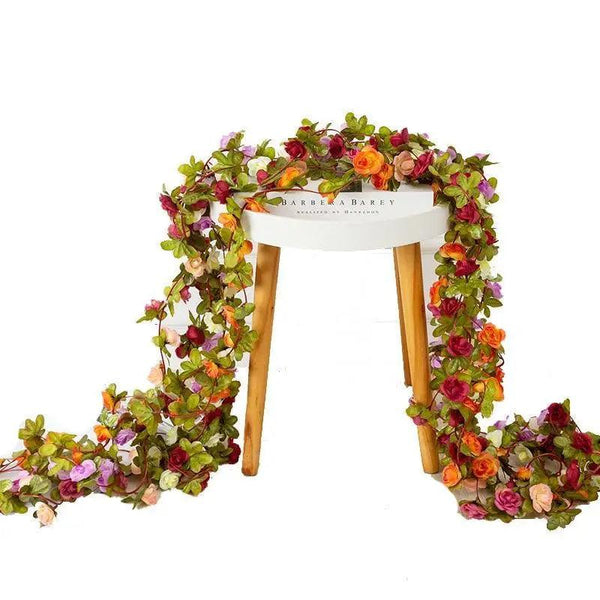 Beautifully Designed 250CM Rose Artificial Flowers Christmas Garland for Wedding Home Room Decoration Spring Autumn Garden Arch Fake Plant Vine