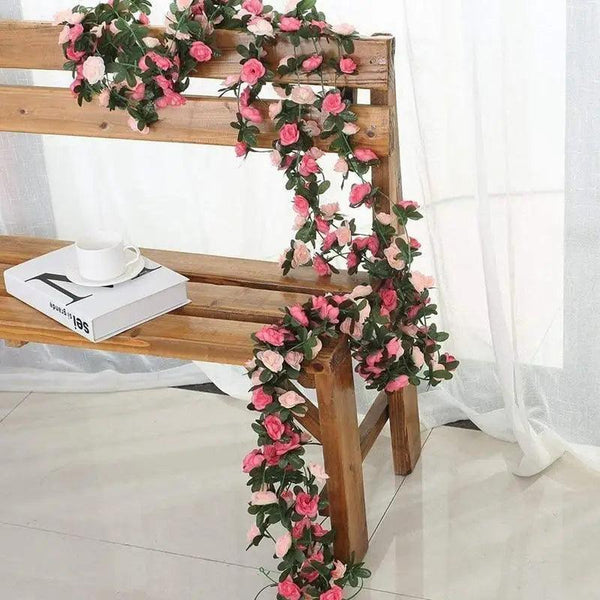Beautifully Designed 250CM Rose Artificial Flowers Christmas Garland for Wedding Home Room Decoration Spring Autumn Garden Arch Fake Plant Vine