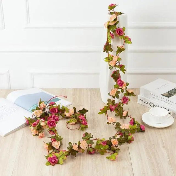 Beautifully Designed 250CM Rose Artificial Flowers Christmas Garland for Wedding Home Room Decoration Spring Autumn Garden Arch Fake Plant Vine