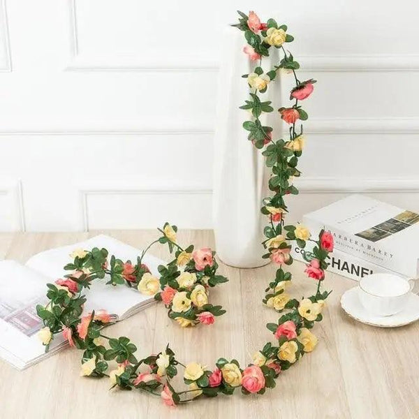 Beautifully Designed 250CM Rose Artificial Flowers Christmas Garland for Wedding Home Room Decoration Spring Autumn Garden Arch Fake Plant Vine