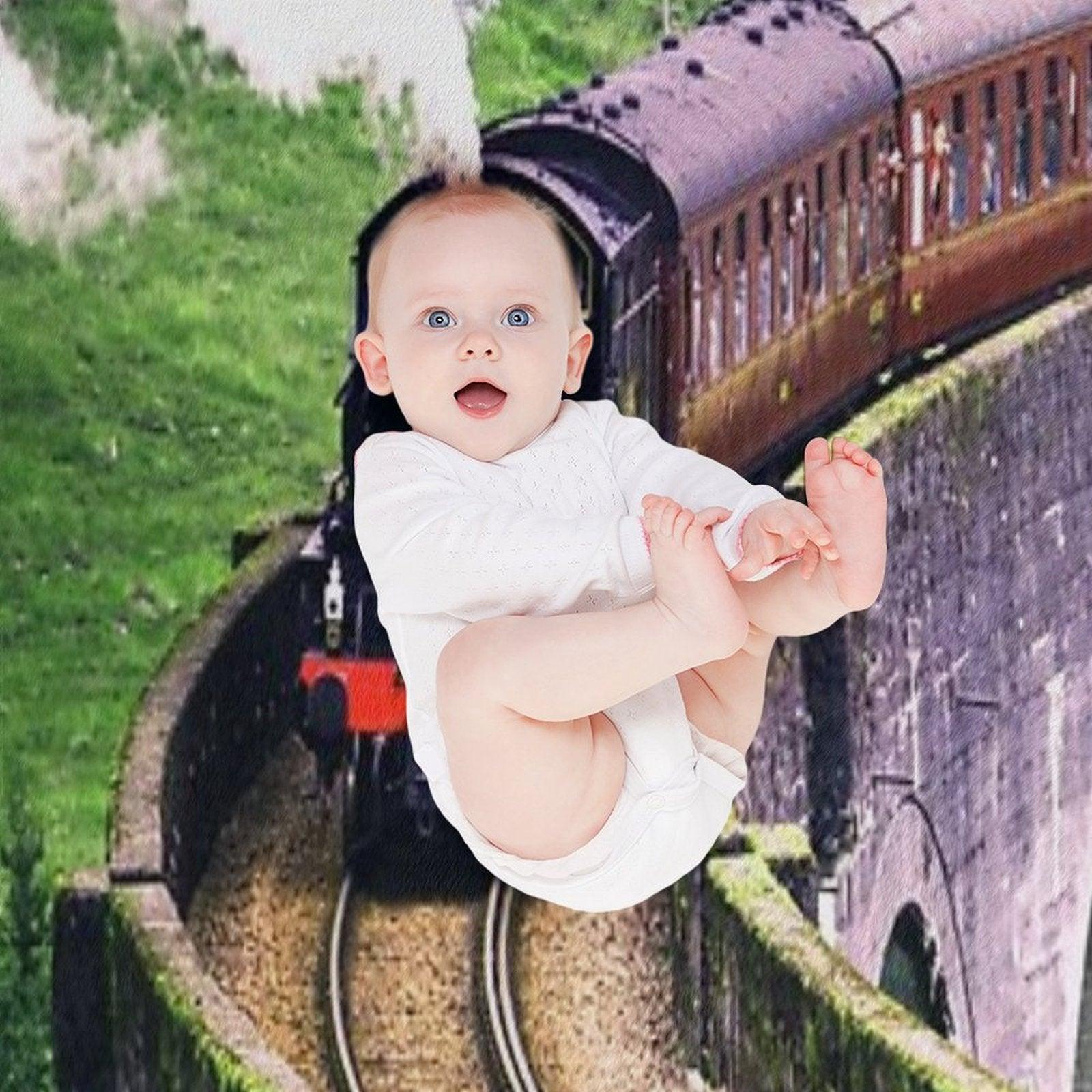 Locomotive Train on Bridge Throw Blanket