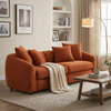 87 in. Curved 3 Seater Modern Upholstered Velvet Sofa - Orange