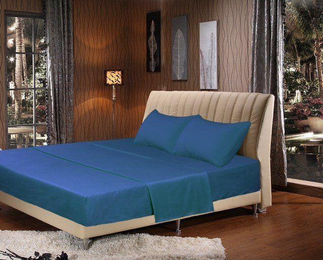 Tache 3-4 Piece Solid Ocean Blue Sheet Set