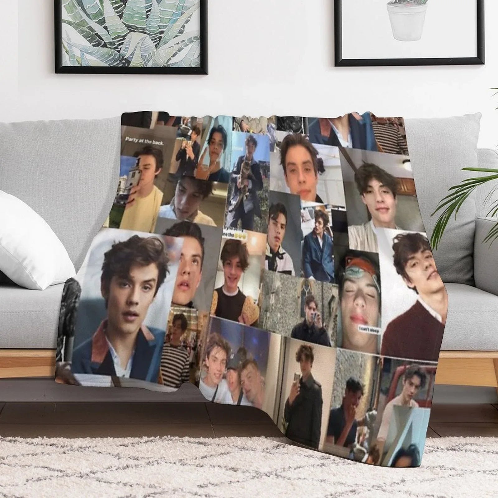 Louis Partridge Collage Phone Case Throw Blanket