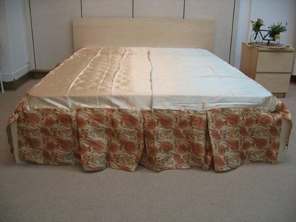 DaDa Bedding Floral Gold & Bronze Brown Dust Ruffle Pleated Bed Skirt - 14