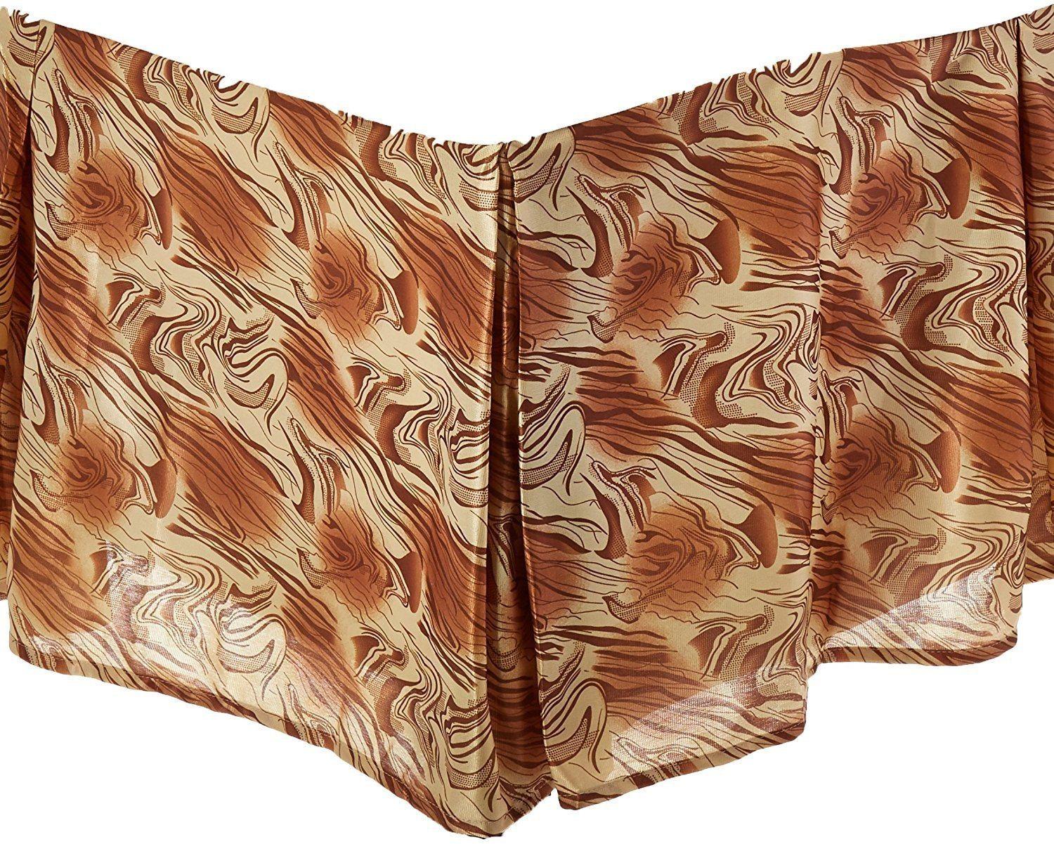 DaDa Bedding Floral Gold & Bronze Brown Dust Ruffle Pleated Bed Skirt - 14