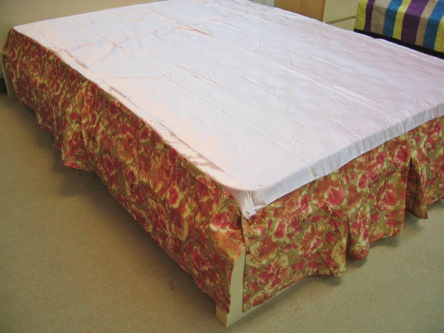 DaDa Bedding Sunrise Hibiscus Floral Dust Ruffle Pleated Satiny Pink Bed Skirt - 14