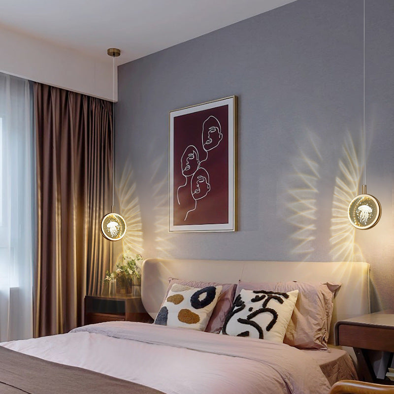 Bedroom Bedside Nordic Interior Carved Earth Bar Jellyfish Crystal Chandelier Decorbites