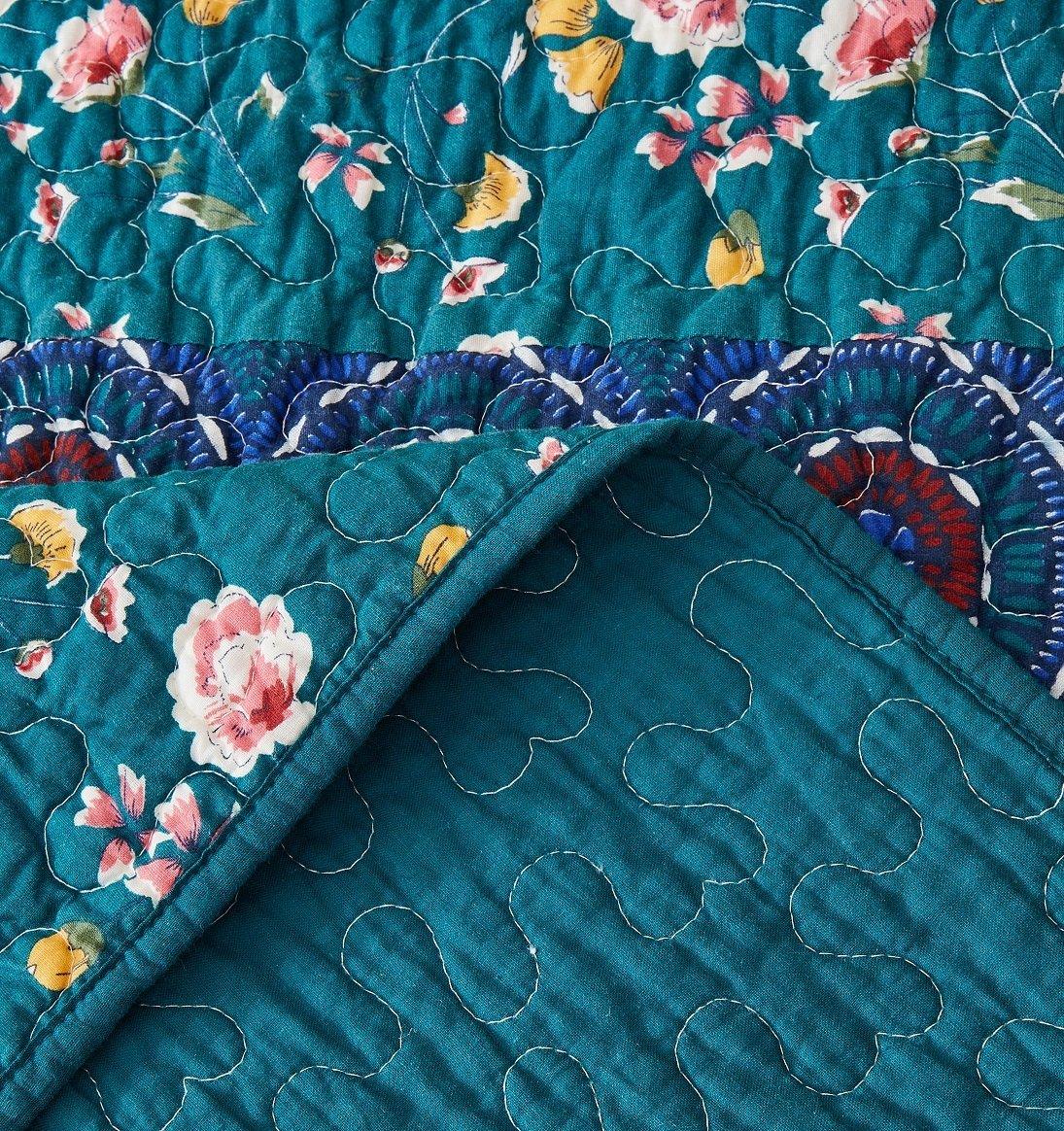 DaDa Bedding Bohemian Patchwork Bed of Wild Flowers Floral Gardenia Green Bedspread Set (JHW-886)