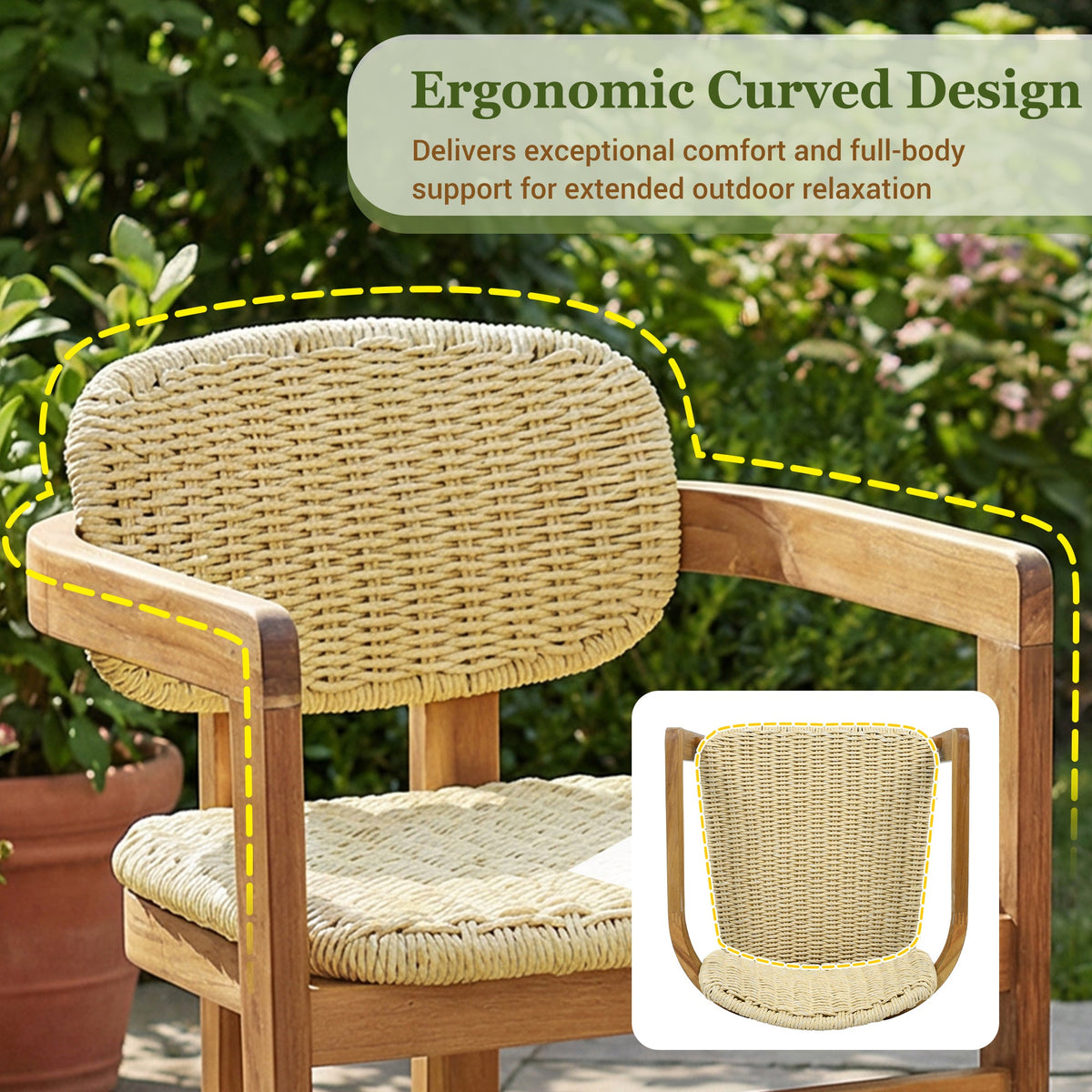 Outdoor Woven Rattan Chair Set - Two Accent Chairs