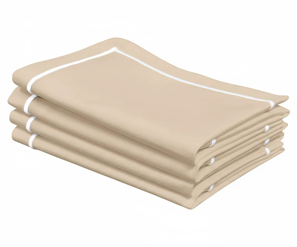 Dinner Napkins Cloth - Line Embroidered Napkins