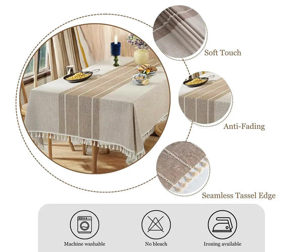 Striped Tablecloth - Tassel Tablecloth
