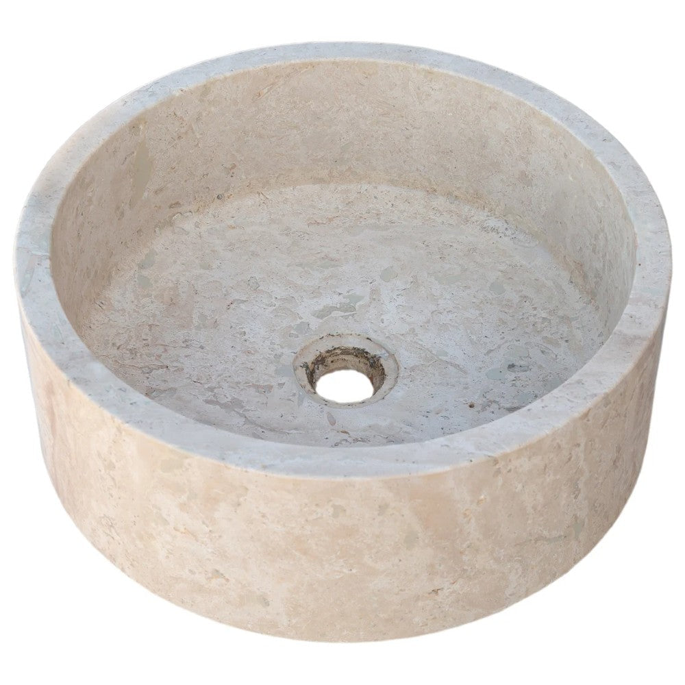 Natural Stone Beige Travertine Vessel Sink Honed  (D)16
