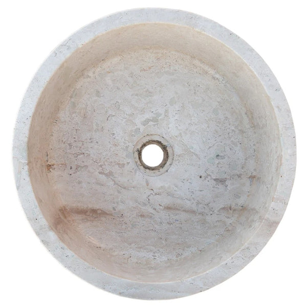 Natural Stone Beige Travertine Vessel Sink Honed  (D)16