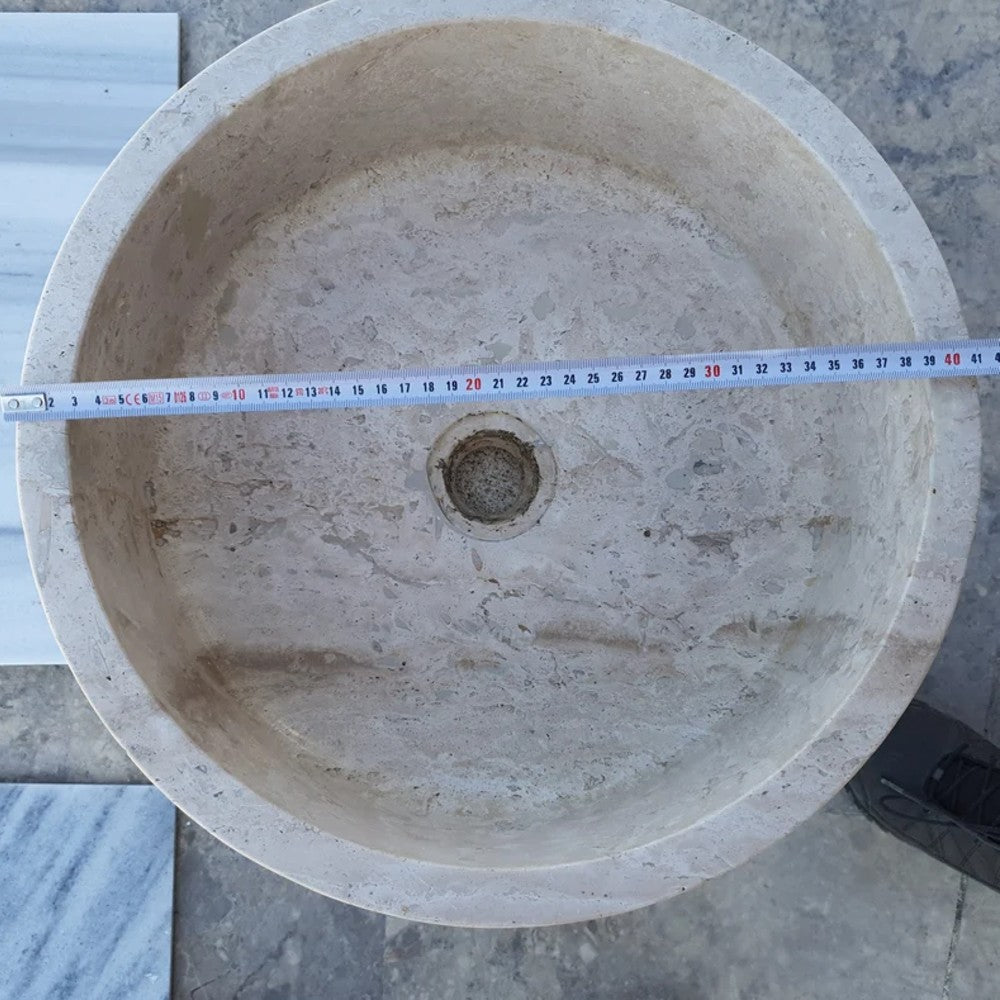 Natural Stone Beige Travertine Vessel Sink Honed  (D)16