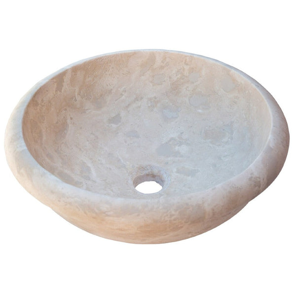 Beige Travertine Natural Stone Drop-in Sink Honed and Filled (D)16