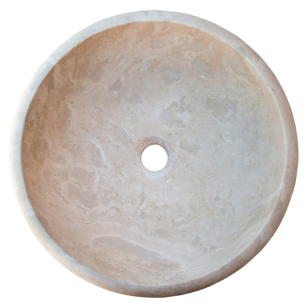 Beige Travertine Natural Stone Drop-in Sink Honed and Filled (D)16