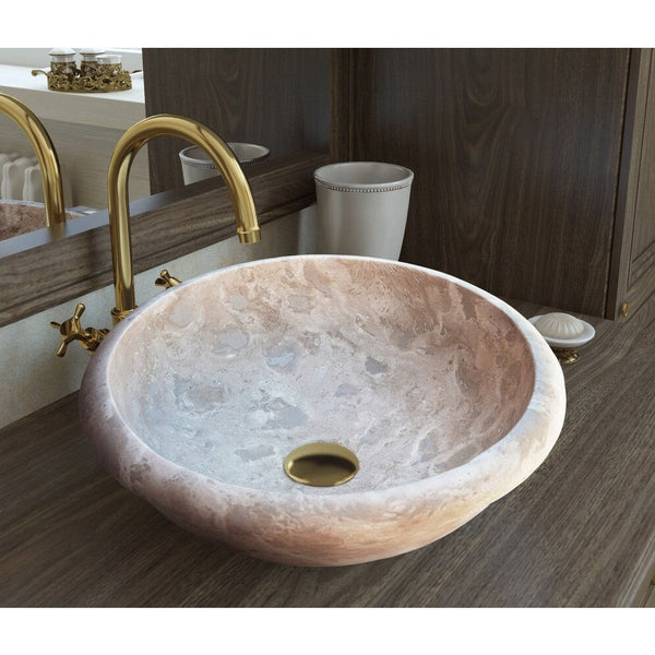 Beige Travertine Natural Stone Drop-in Sink Honed and Filled (D)16