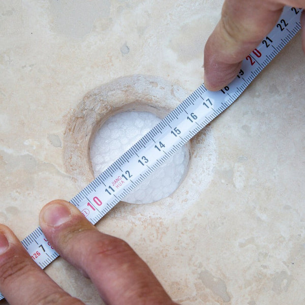 Beige Travertine Natural Stone Drop-in Sink Honed and Filled (D)16