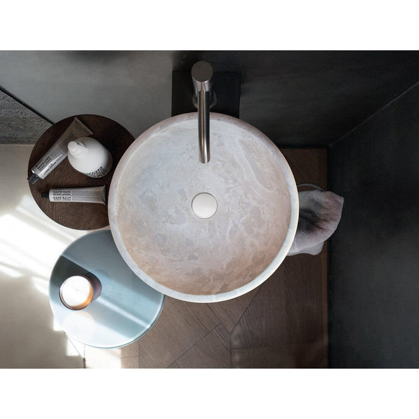 Beige Travertine Natural Stone Drop-in Sink Honed and Filled (D)16