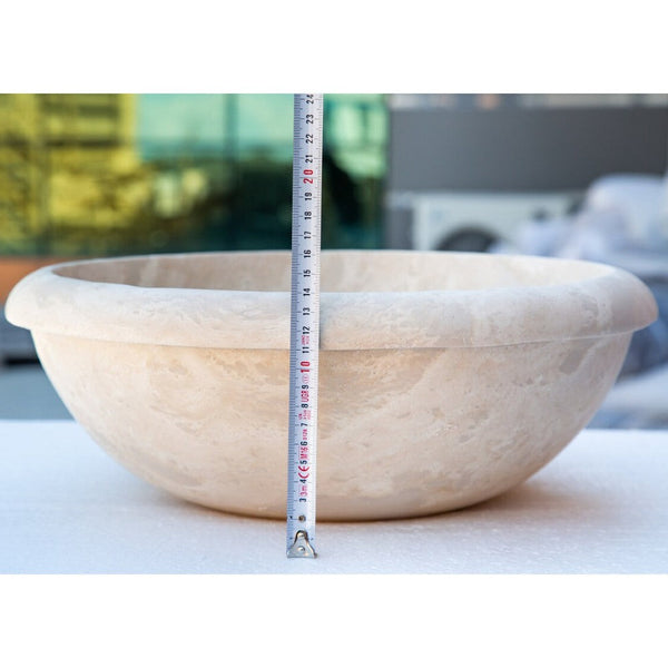 Beige Travertine Natural Stone Drop-in Sink Honed and Filled (D)16