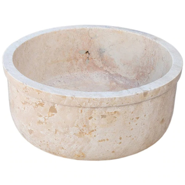 Natural Stone Beige Travertine Self-Rimming Drop-in Vessel Sink Polished (D)16