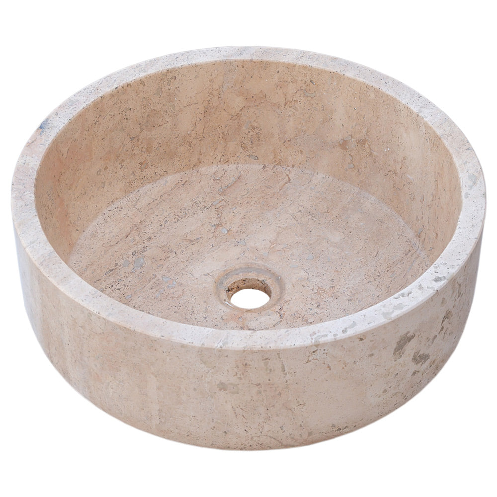 Natural Stone Beige Travertine Vessel Sink Honed  (D)16