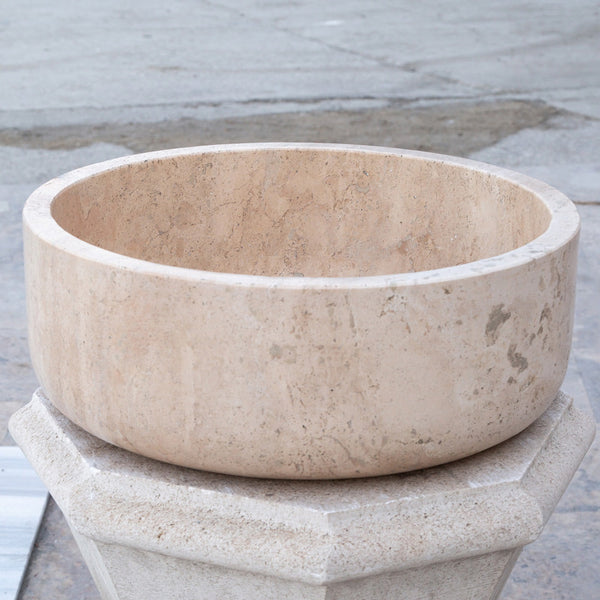 Natural Stone Beige Travertine Vessel Sink Honed  (D)16