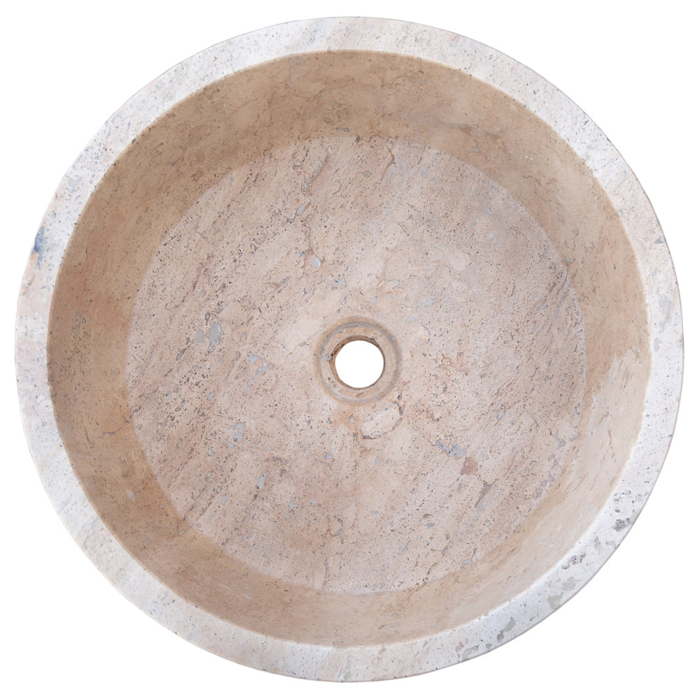 Natural Stone Beige Travertine Vessel Sink Honed  (D)16