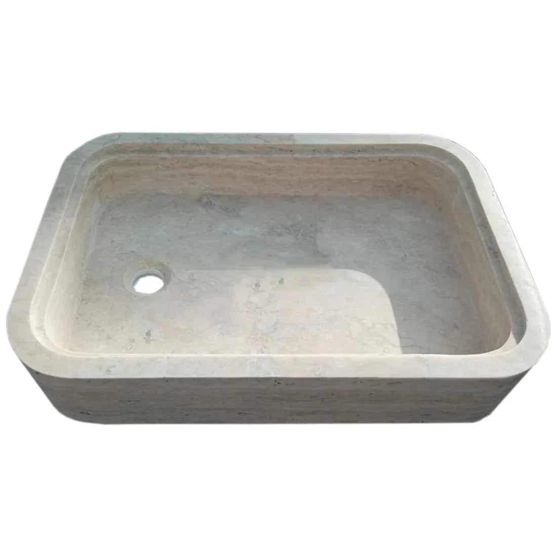 Beige Travertine Rectangular Wall-mount Bathroom Sink Hidden Drain (W)16
