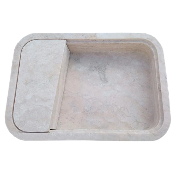 Beige Travertine Rectangular Wall-mount Bathroom Sink Hidden Drain (W)16