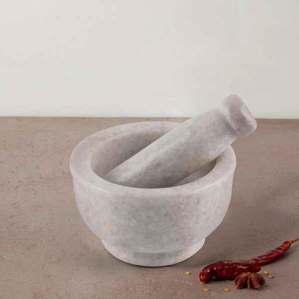 Bella White Marble Mortar Pestle Set