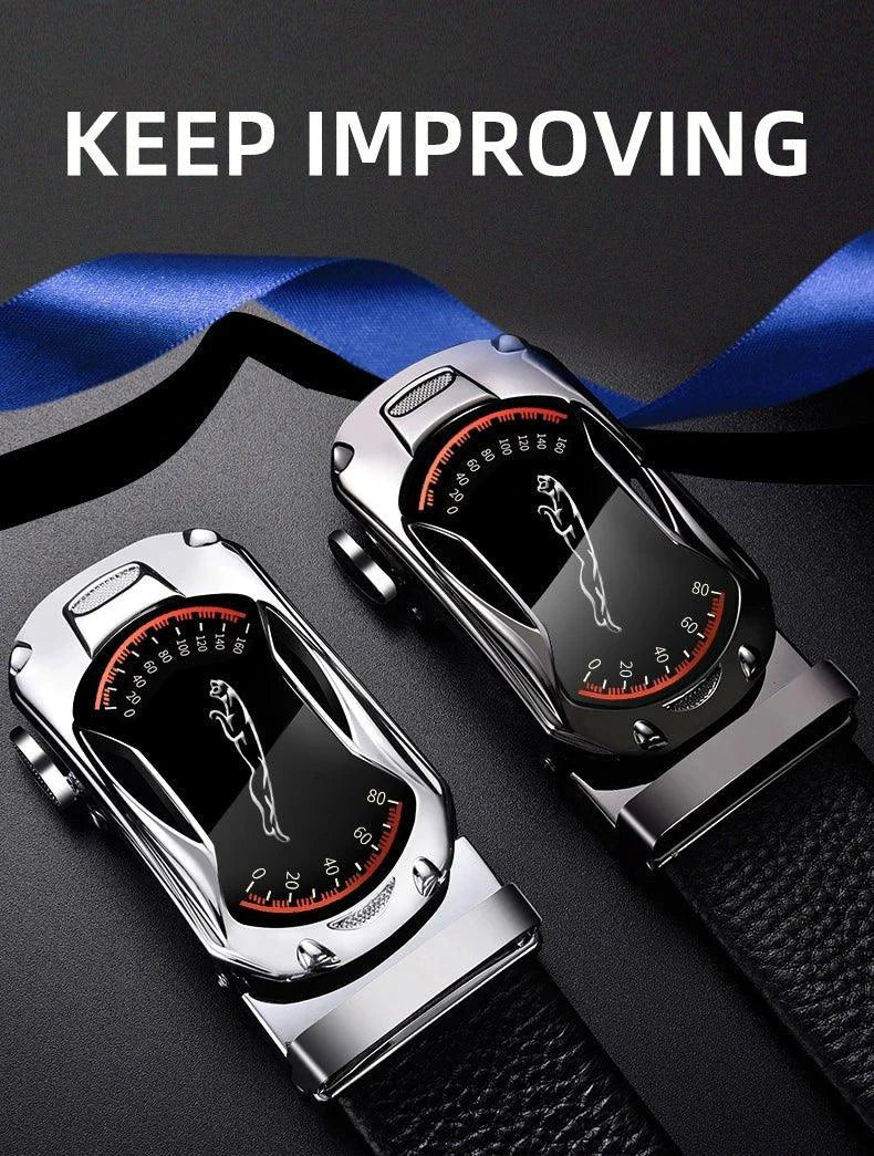 Belts for 3.5cm Width Sports Car Brand Fashion Automatic Buckle Black Genuine Leather Men's Jeans High Quality Waist Male Strap