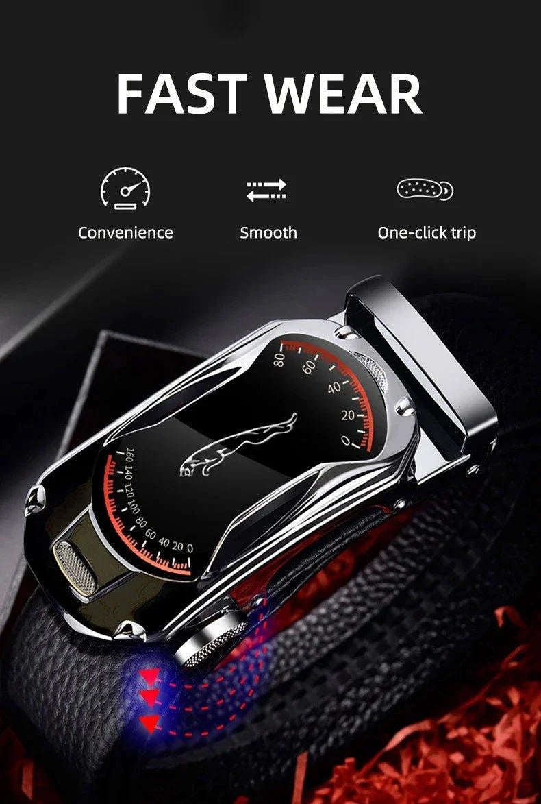 Belts for 3.5cm Width Sports Car Brand Fashion Automatic Buckle Black Genuine Leather Men's Jeans High Quality Waist Male Strap