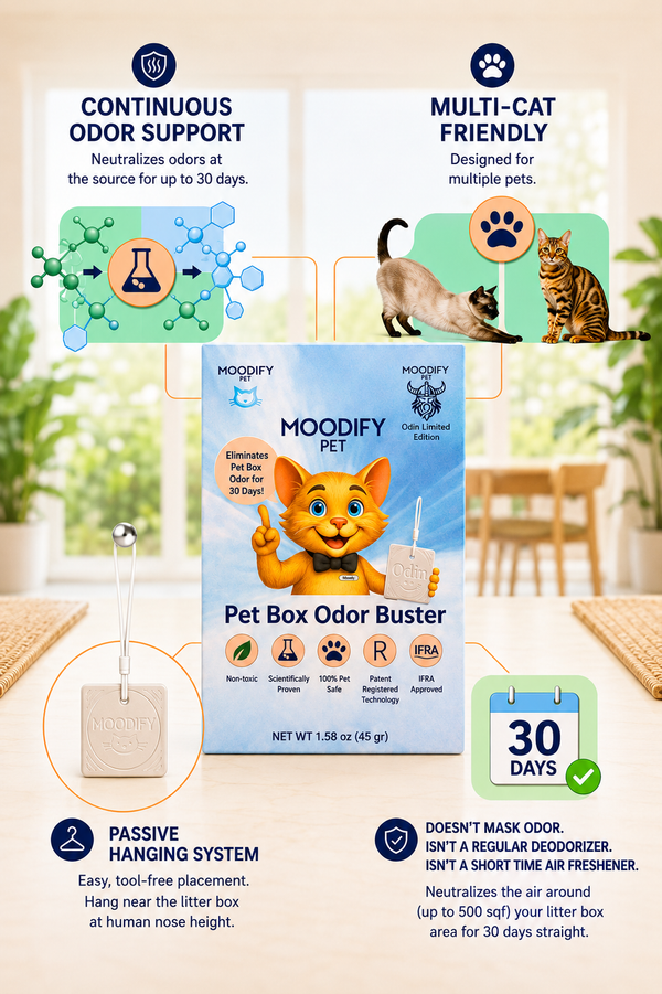 MoodifyPet Cat Litter Box Odor Neutralizer — 3 Pack (Multi-Cat)