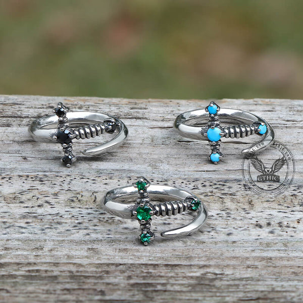 Bent Sword Stainless Steel Gothic Ring