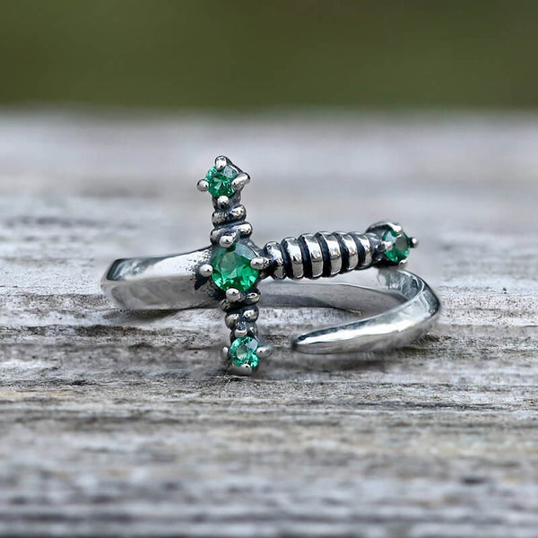 Bent Sword Stainless Steel Gothic Ring