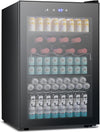 Beverage Refrigerator Cooler 4.5 Cu.Ft,145 Can Mini Fridge with Glass Door W58128BH