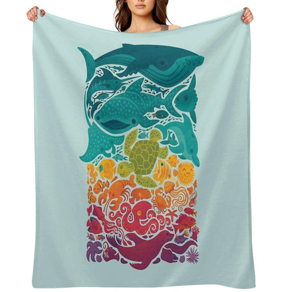 Aquatic Spectrum  Light Blue Throw Blanket